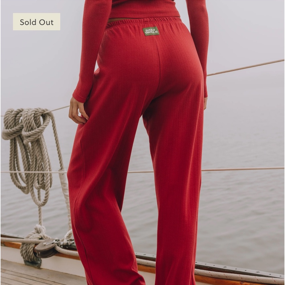 NWT Daily Drills Pointelle Vintage Red Set XS/S